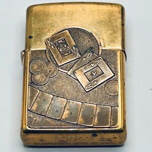 Vintage Zippo Brass Poker Playing Cards Lighter 1999 XV